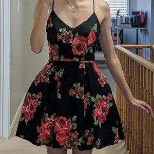 Black Floral Semi Formal Dress